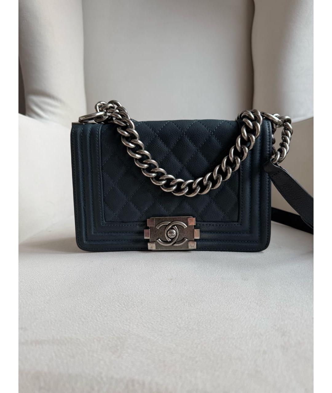 CHANEL Темно-синяя кожаная сумка через плечо, фото 8