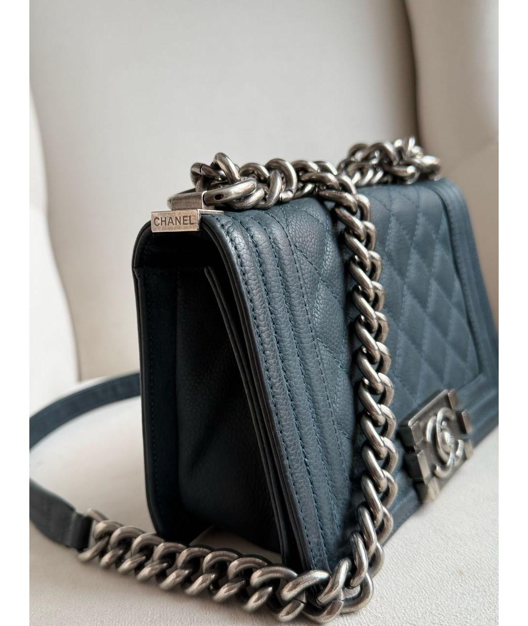 CHANEL Темно-синяя кожаная сумка через плечо, фото 2