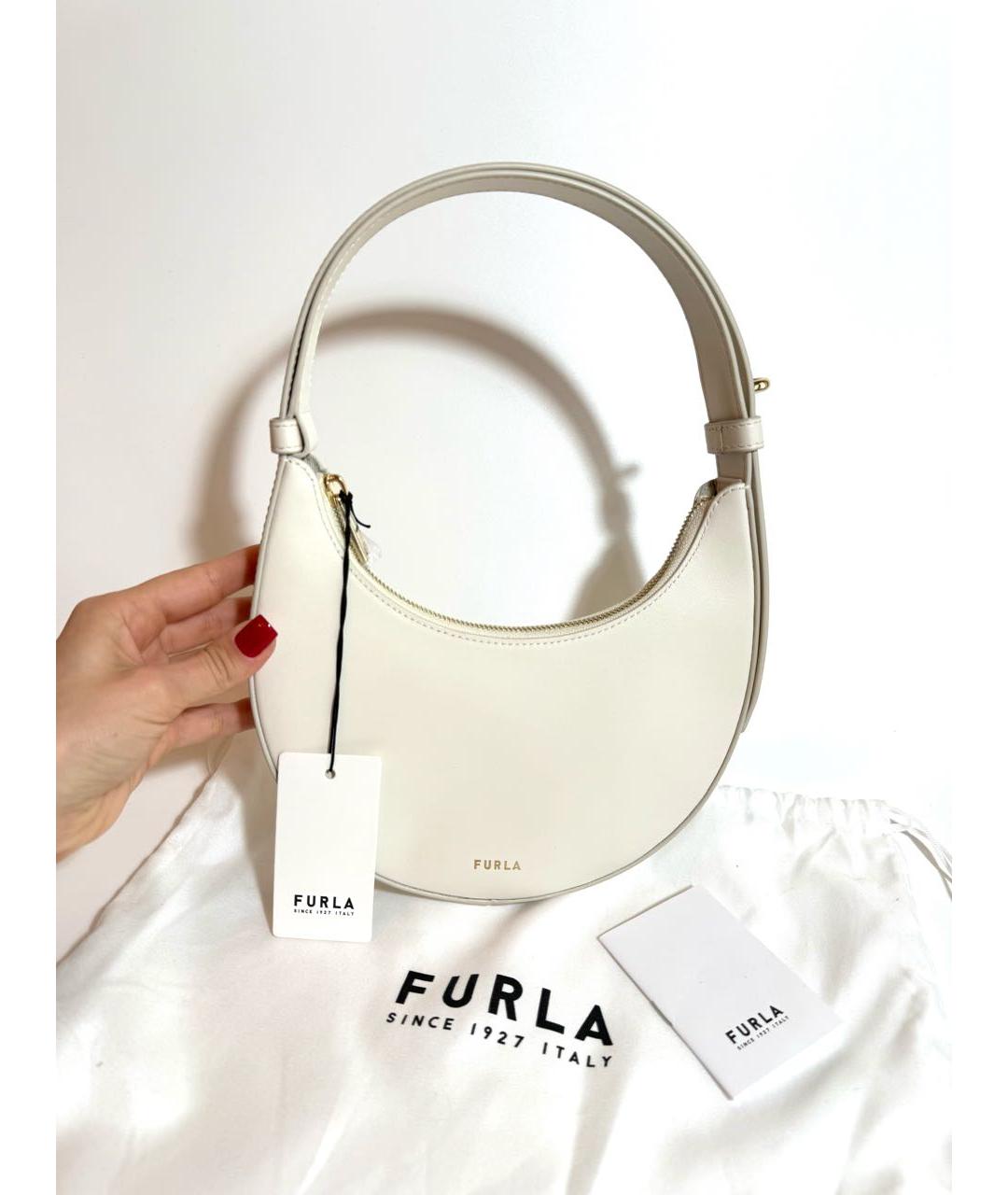 FURLA Белая кожаная сумка с короткими ручками, фото 5