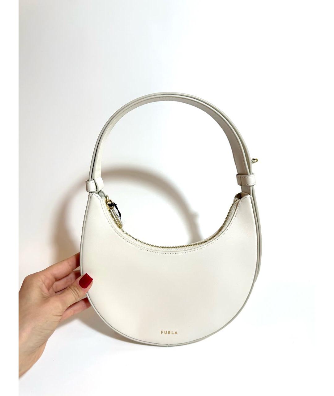 FURLA Белая кожаная сумка с короткими ручками, фото 7