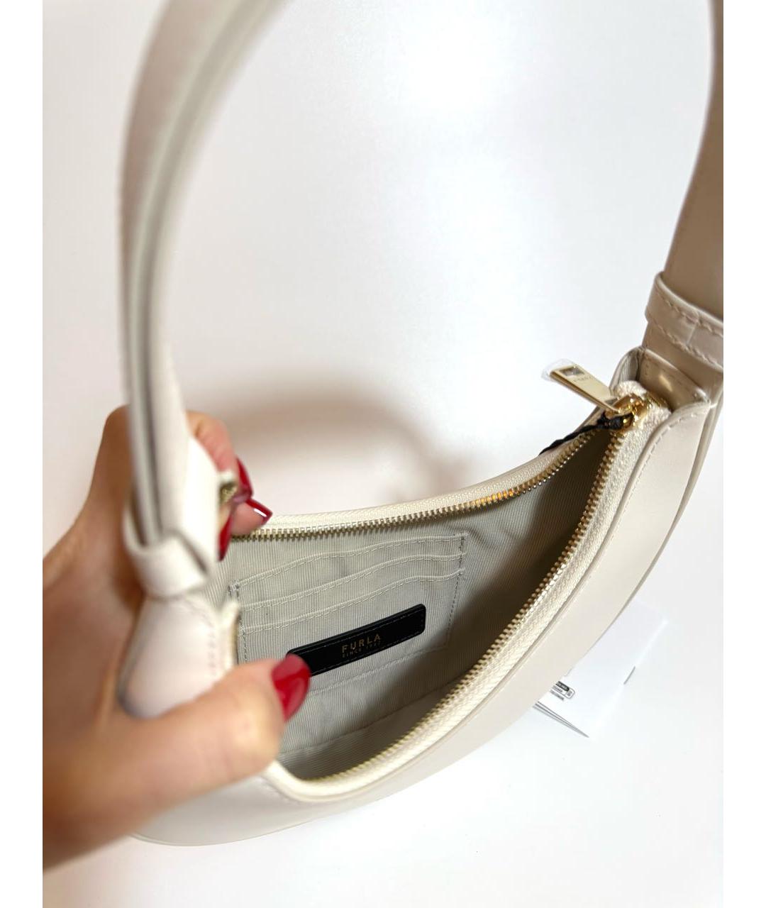 FURLA Белая кожаная сумка с короткими ручками, фото 4