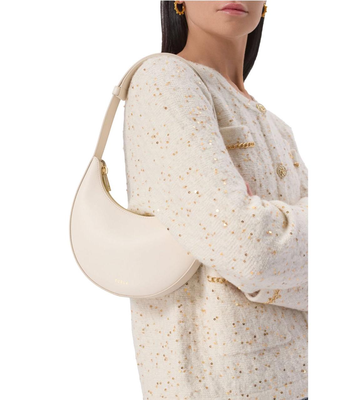 FURLA Белая кожаная сумка с короткими ручками, фото 6