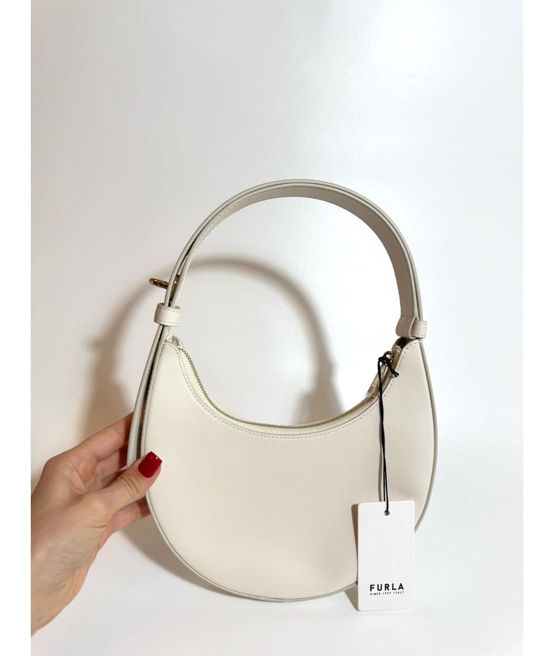 FURLA Белая кожаная сумка с короткими ручками, фото 3
