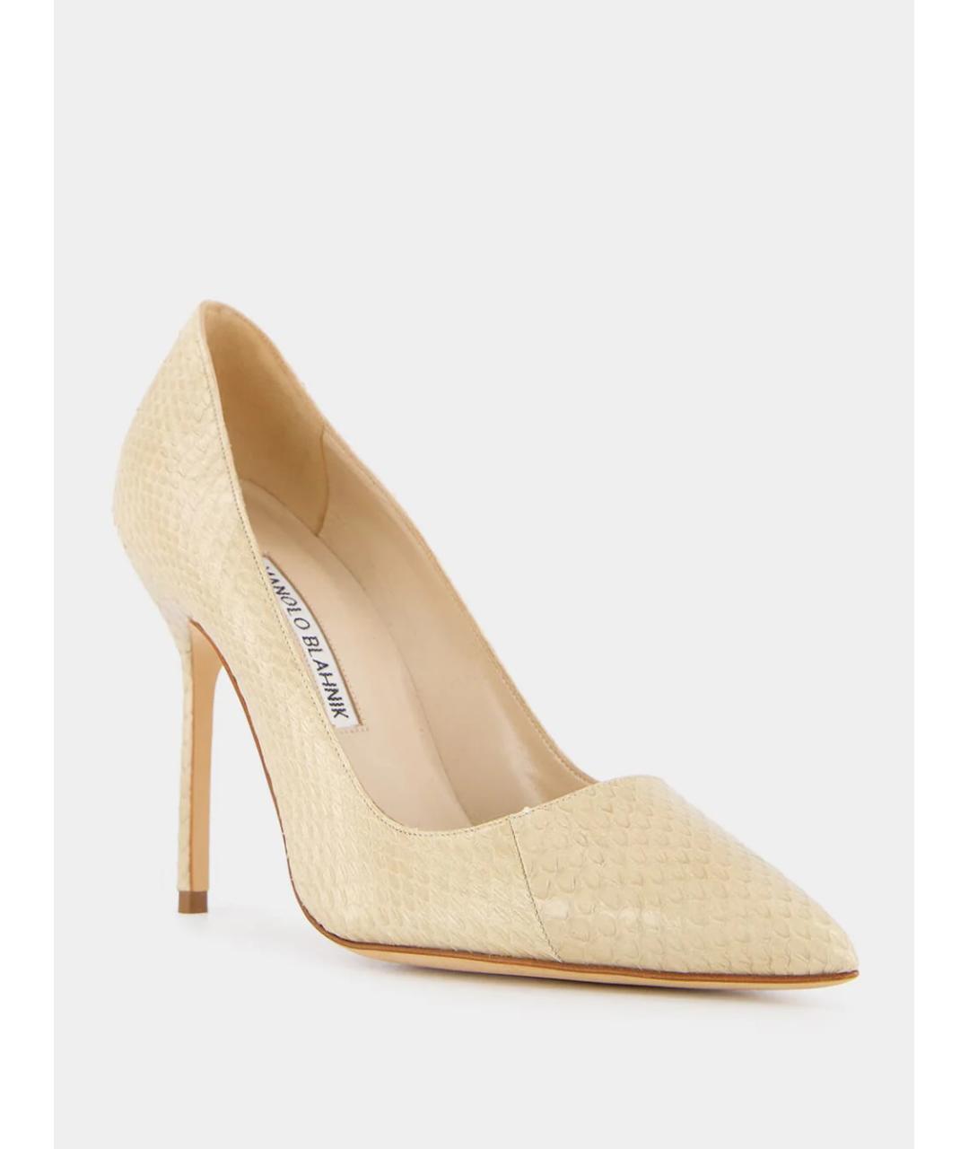 MANOLO BLAHNIK Бежевые кожаные туфли, фото 2