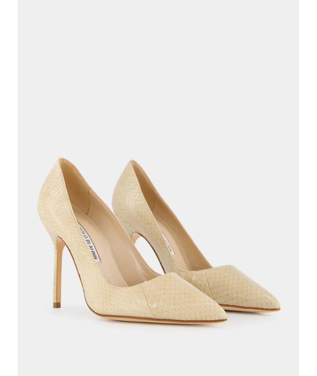 MANOLO BLAHNIK Бежевые кожаные туфли, фото 5