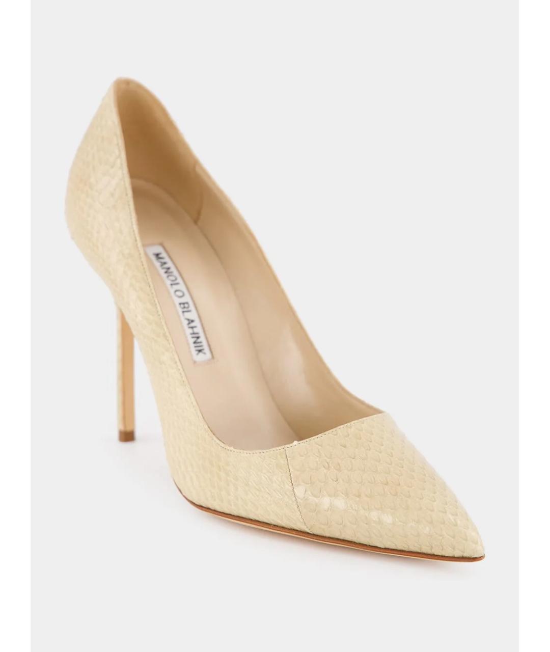 MANOLO BLAHNIK Бежевые кожаные туфли, фото 3