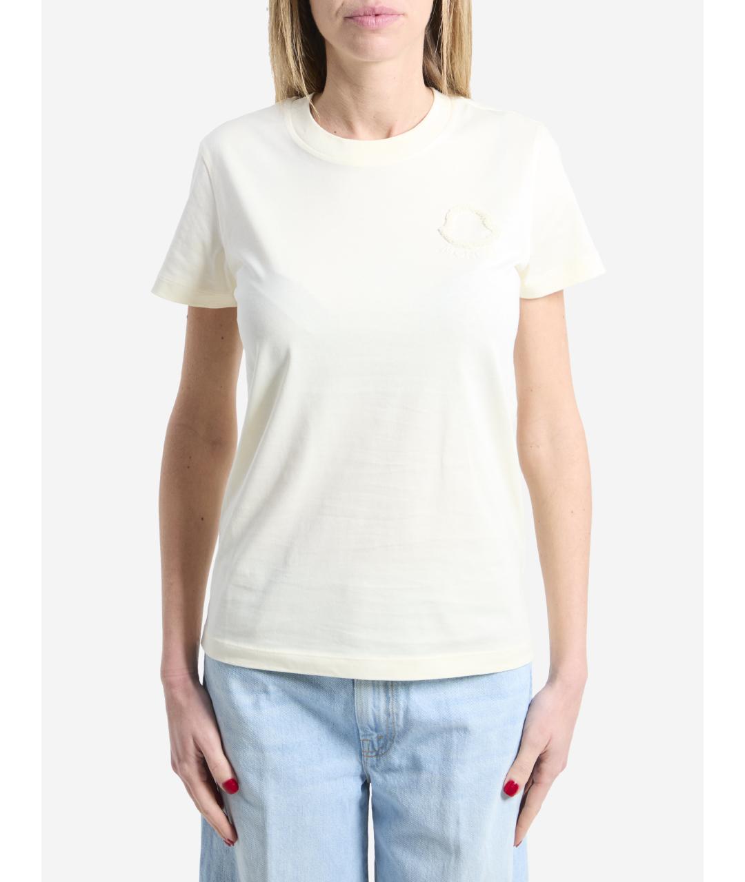 MONCLER Бежевая хлопковая футболка, фото 4