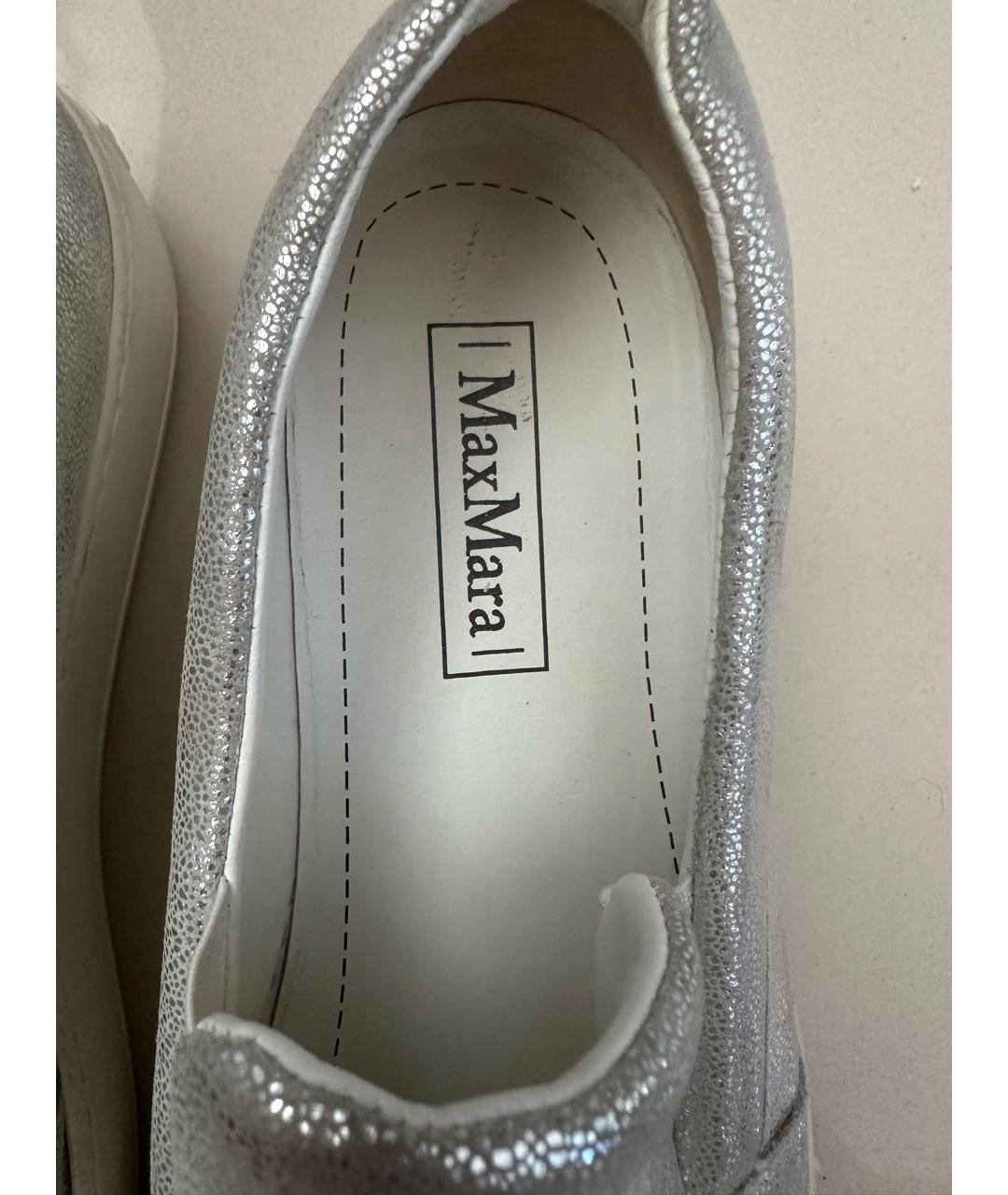 MAX MARA Серебряные кожаные слипоны, фото 4