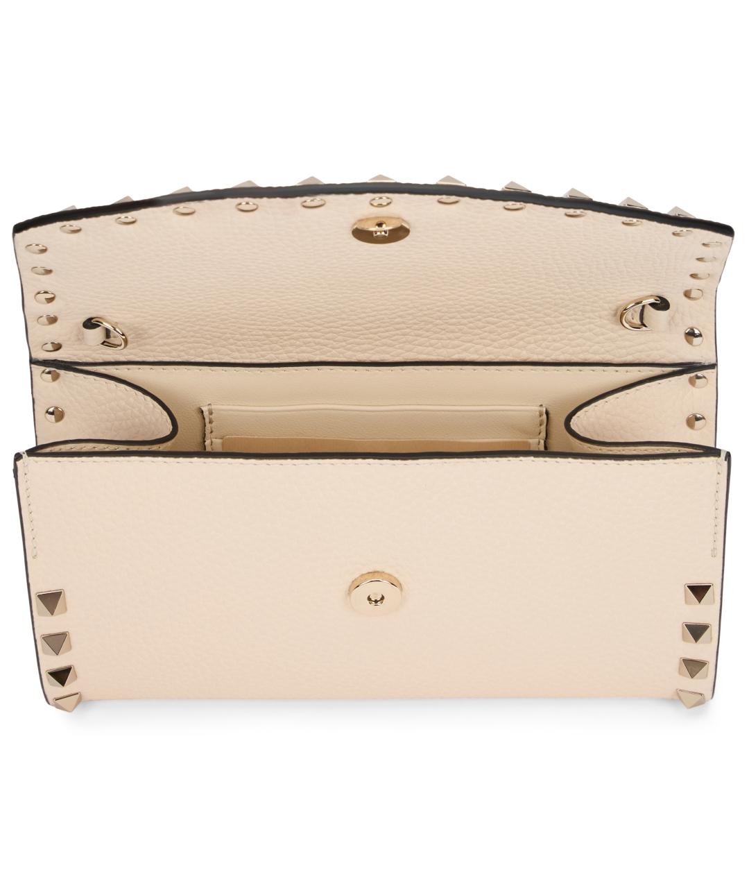 VALENTINO Бежевая кожаная сумка через плечо, фото 4