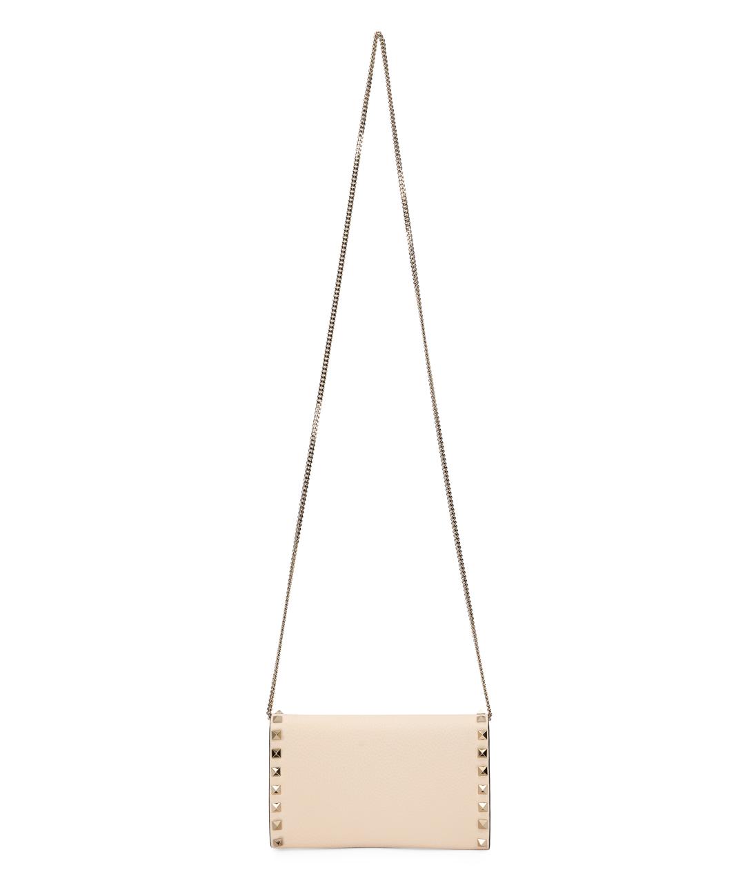 VALENTINO Бежевая кожаная сумка через плечо, фото 3