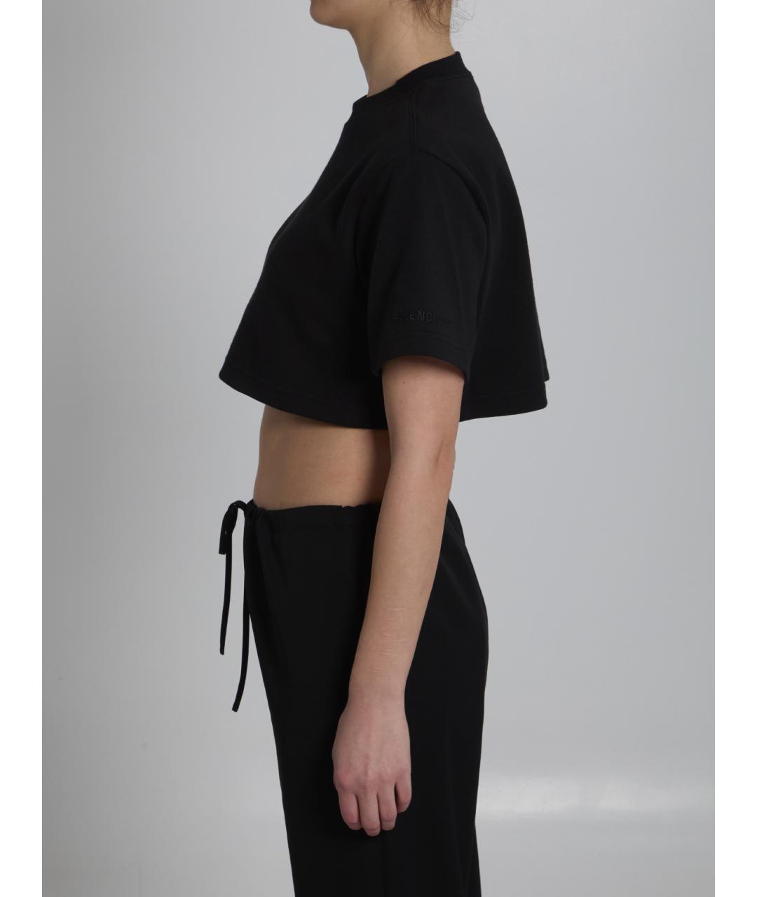 BALENCIAGA Черная хлопковая футболка, фото 3