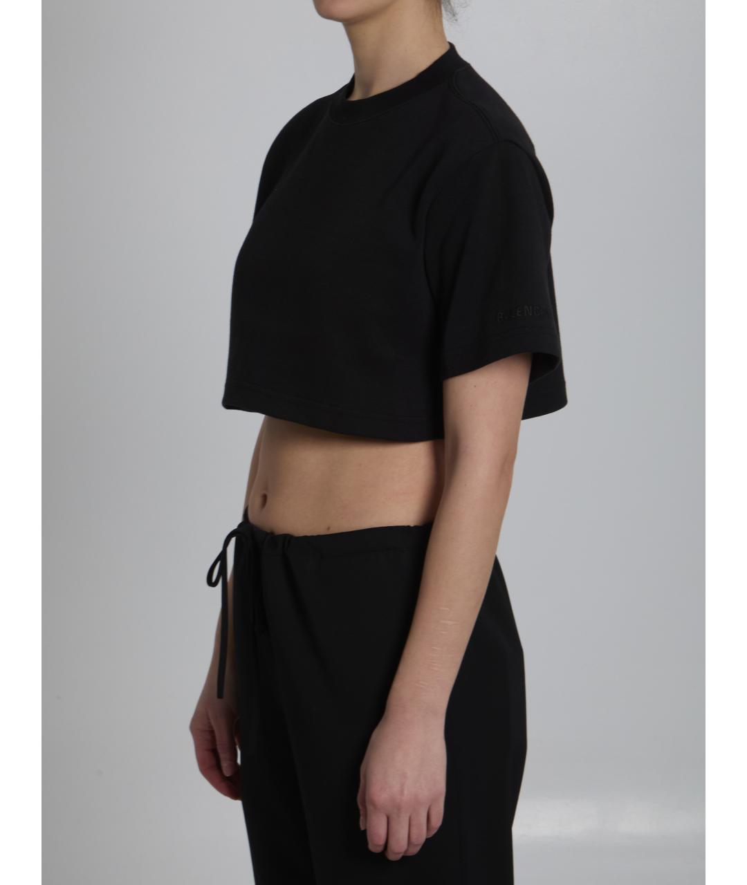 BALENCIAGA Черная хлопковая футболка, фото 2