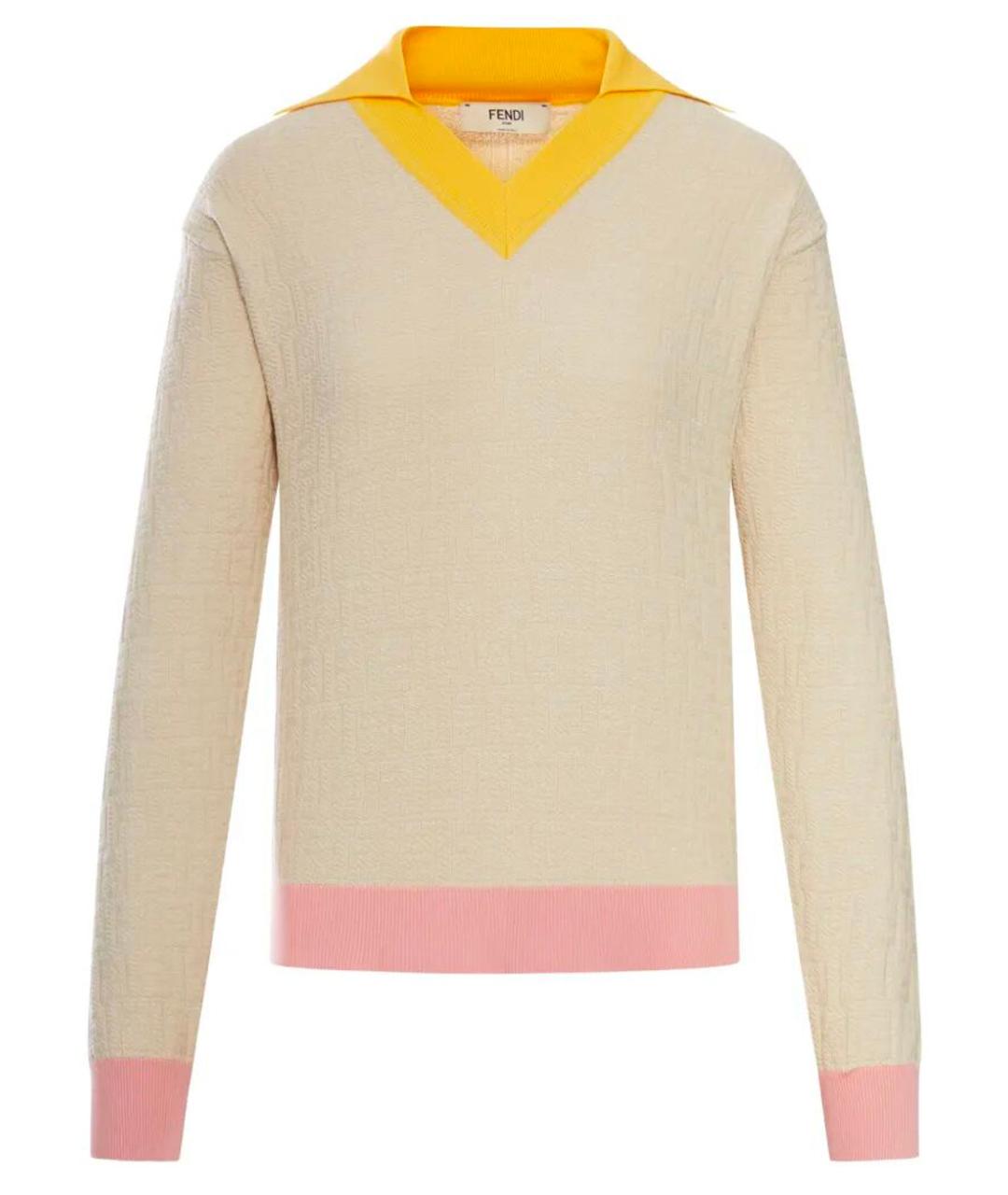 FENDI Бежевый хлопковый джемпер / свитер, фото 1