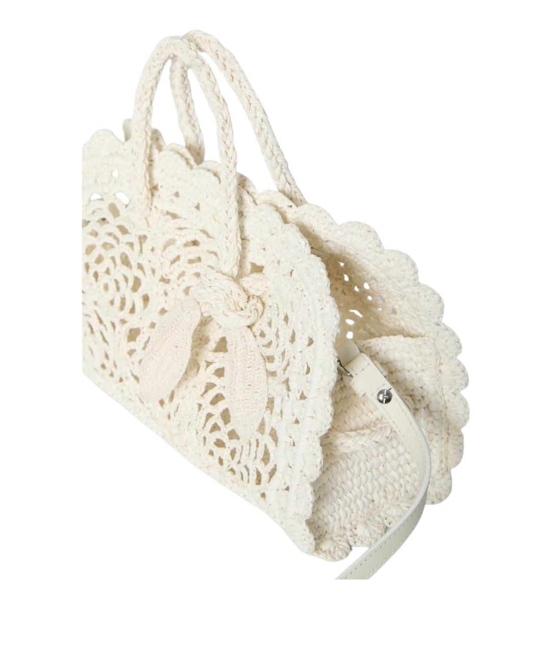 JACQUEMUS Белая пелетеная сумка с короткими ручками, фото 4