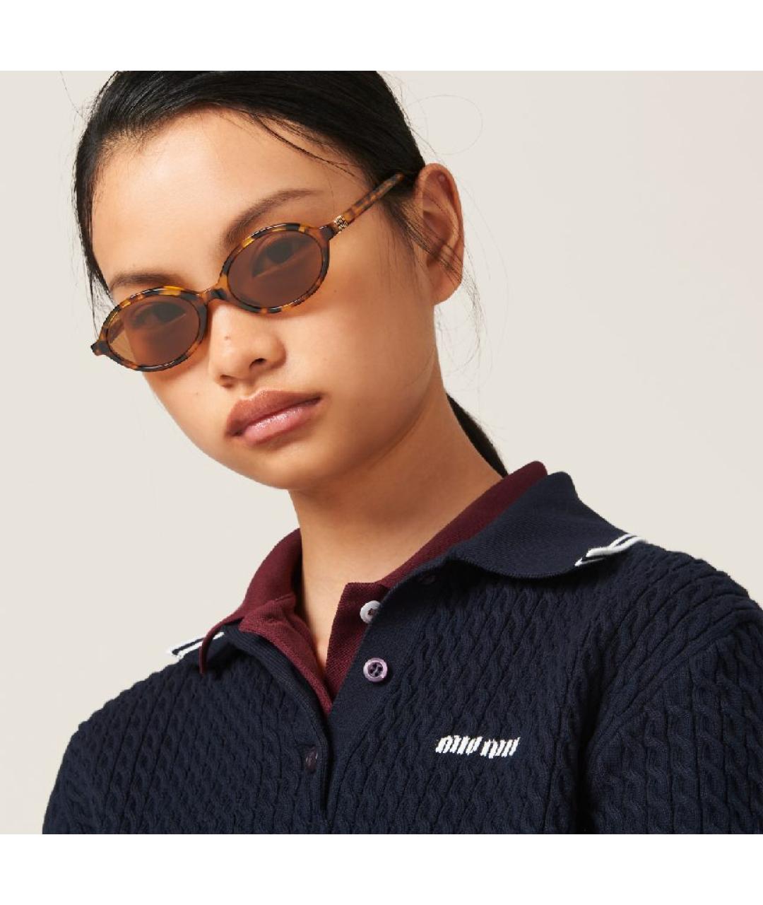 MIU MIU Коричневые пластиковые солнцезащитные очки, фото 9