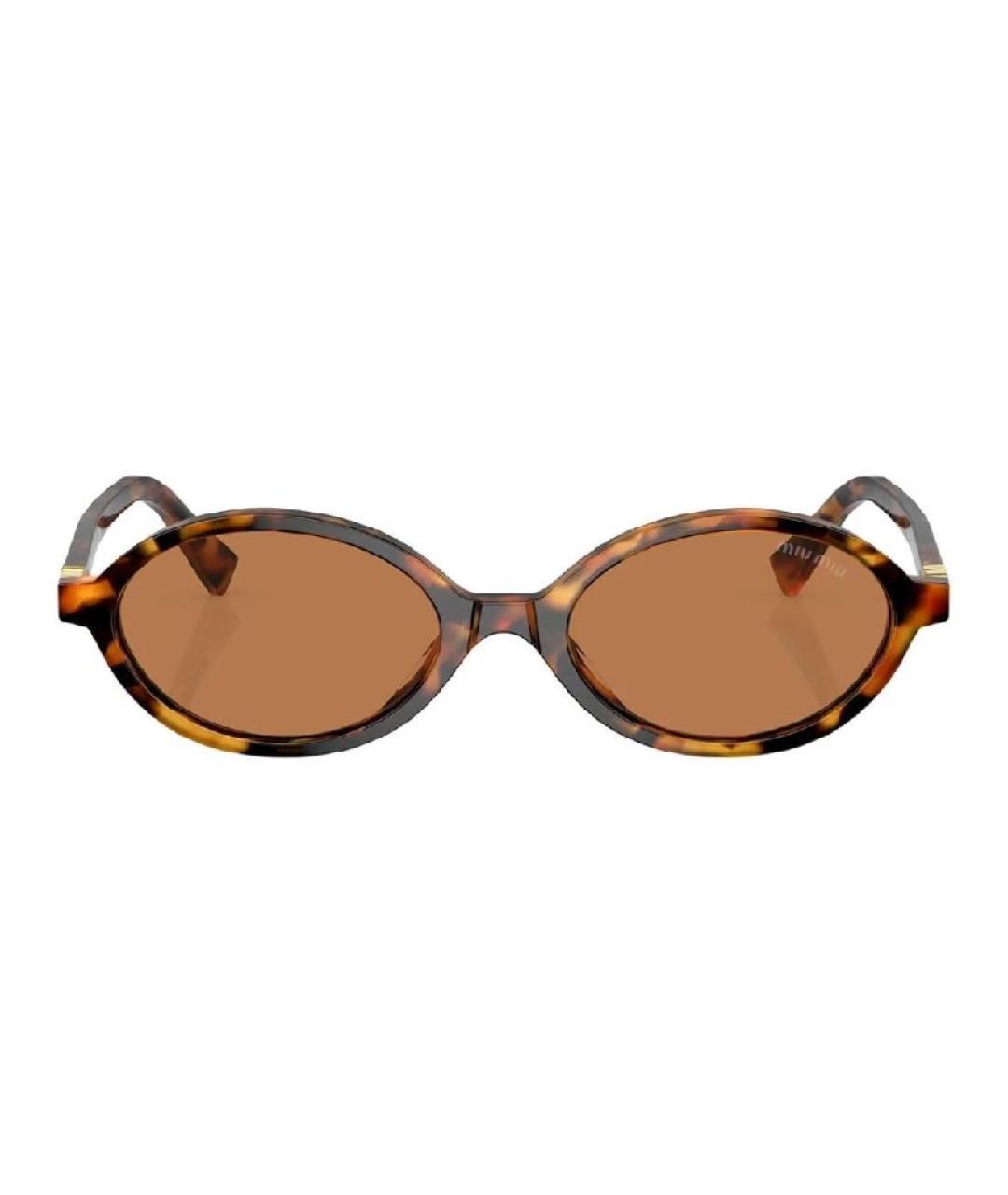 MIU MIU Коричневые пластиковые солнцезащитные очки, фото 1