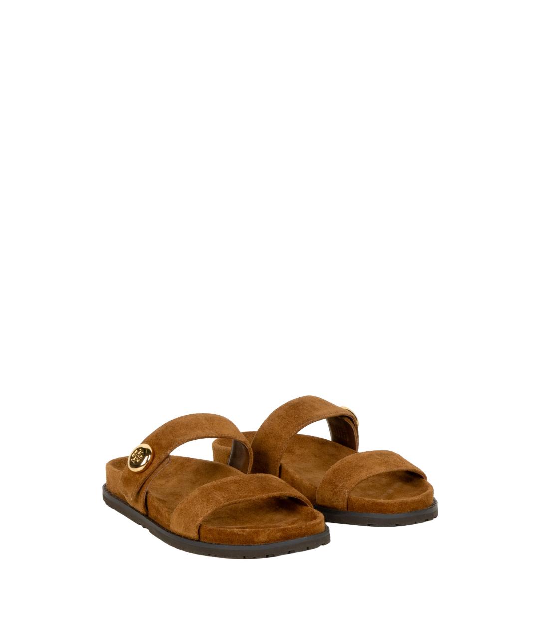 TORY BURCH Коричневые кожаные сандалии, фото 2