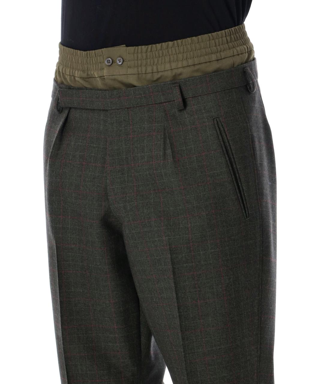 PRADA Зеленые шерстяные повседневные брюки, фото 3