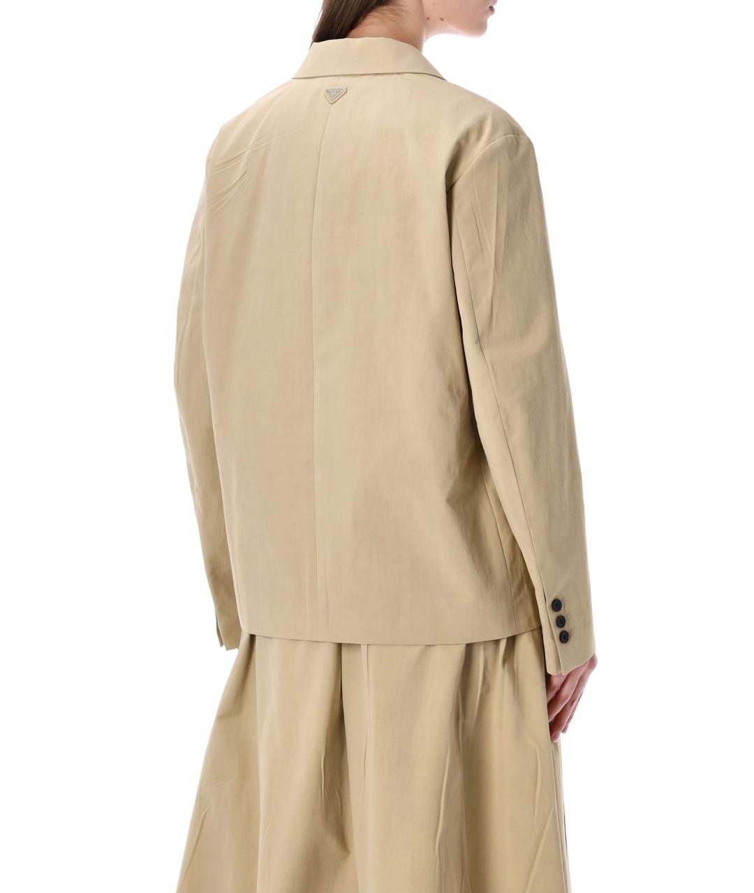 PRADA Бежевый хлопковый жакет/пиджак, фото 2