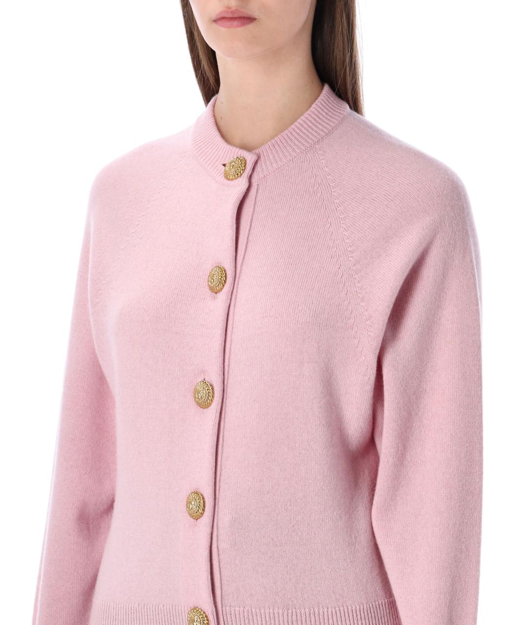 BALMAIN Розовый кашемировый кардиган, фото 3