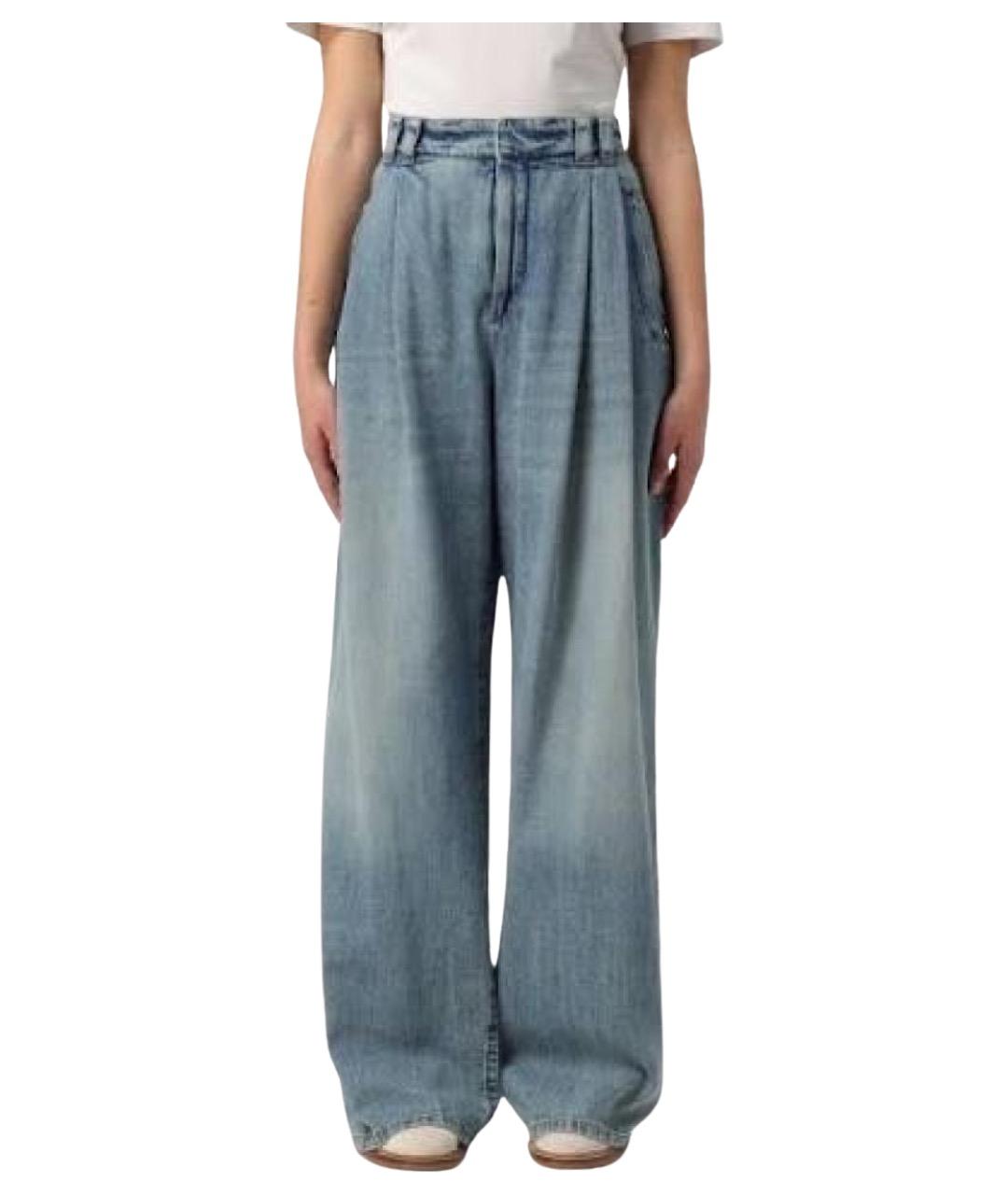 BRUNELLO CUCINELLI Голубые хлопковые прямые джинсы, фото 1