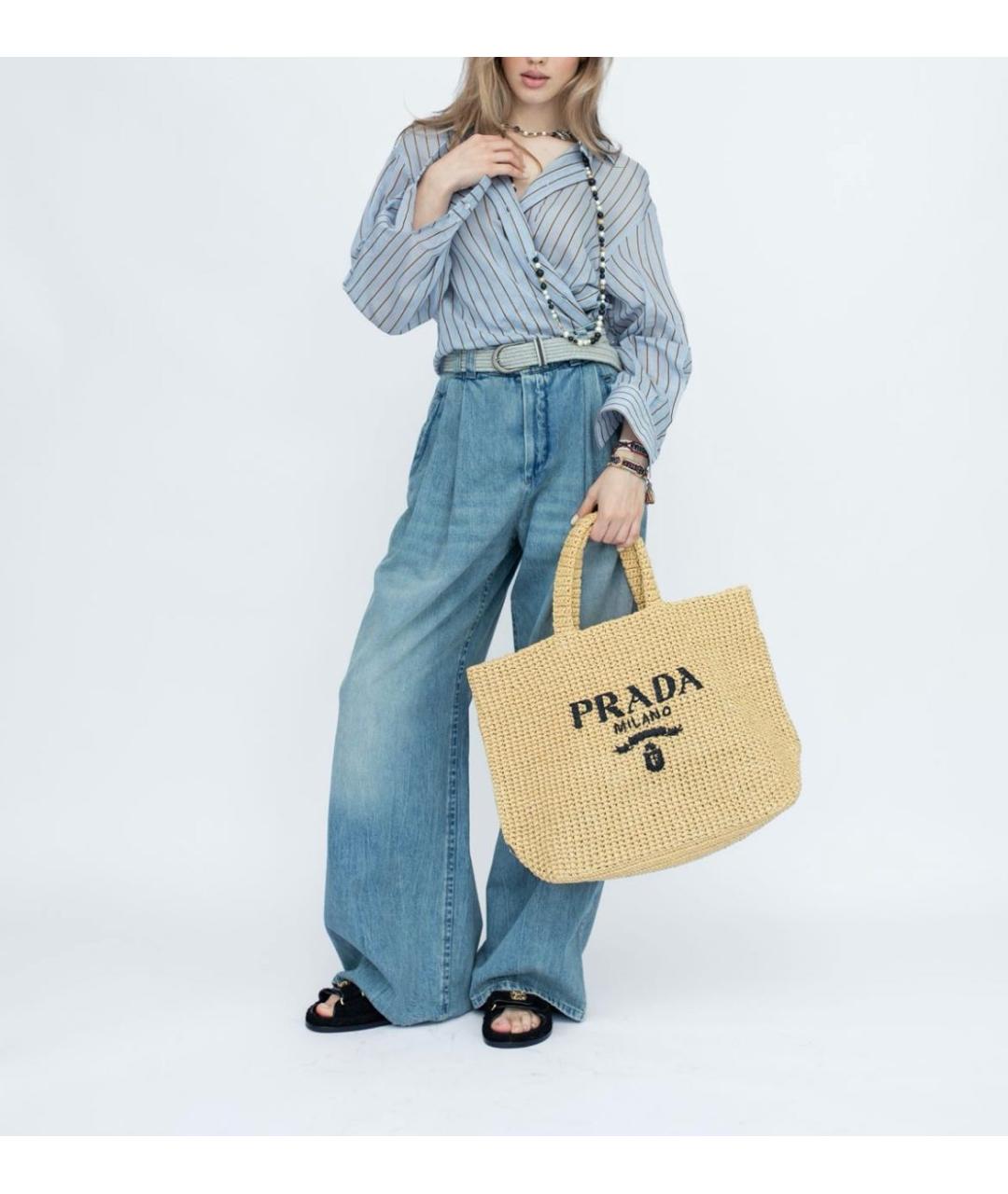 BRUNELLO CUCINELLI Голубые хлопковые прямые джинсы, фото 3