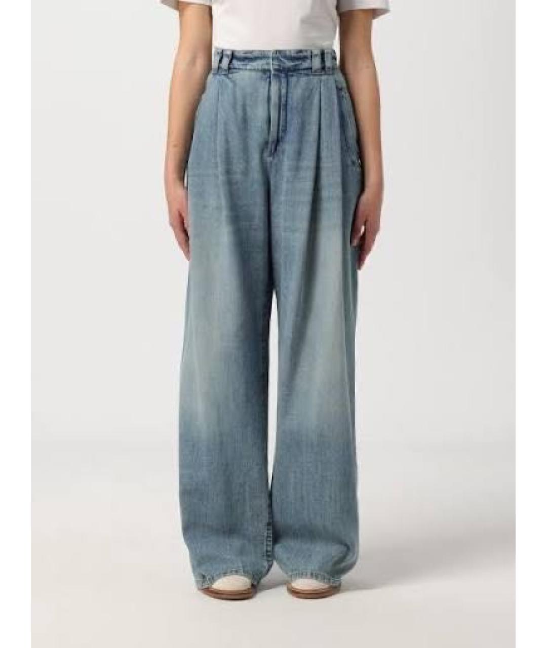 BRUNELLO CUCINELLI Голубые хлопковые прямые джинсы, фото 5