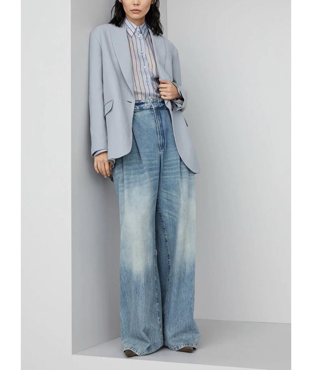 BRUNELLO CUCINELLI Голубые хлопковые прямые джинсы, фото 2