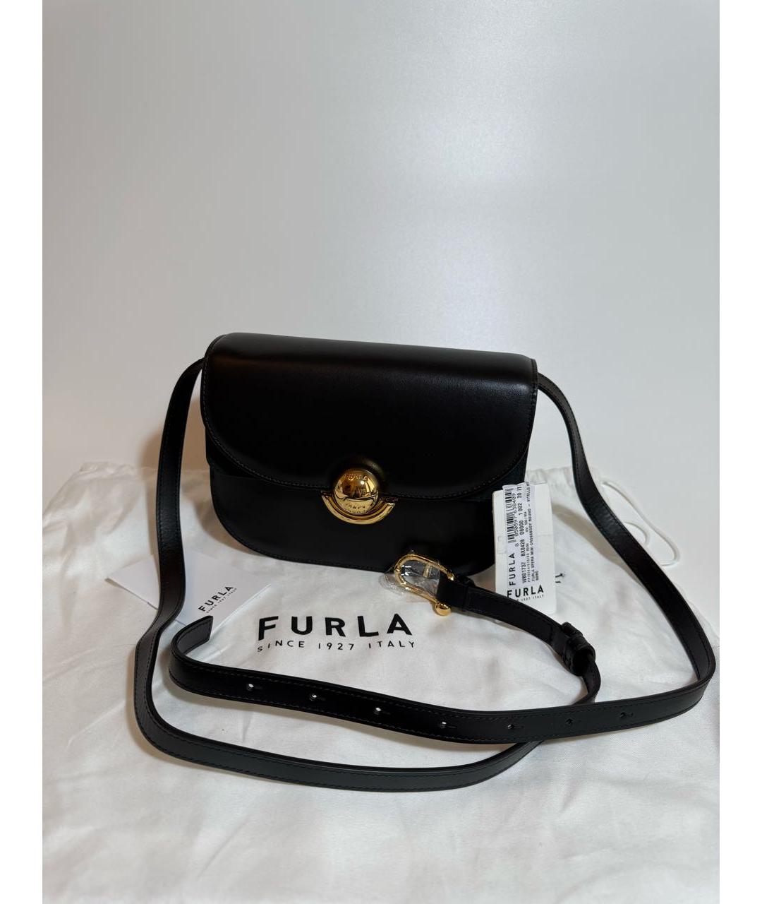 FURLA Черная кожаная сумка через плечо, фото 7