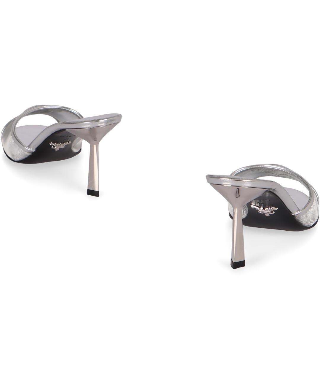 PRADA Серебряные синтетические мюли, фото 4