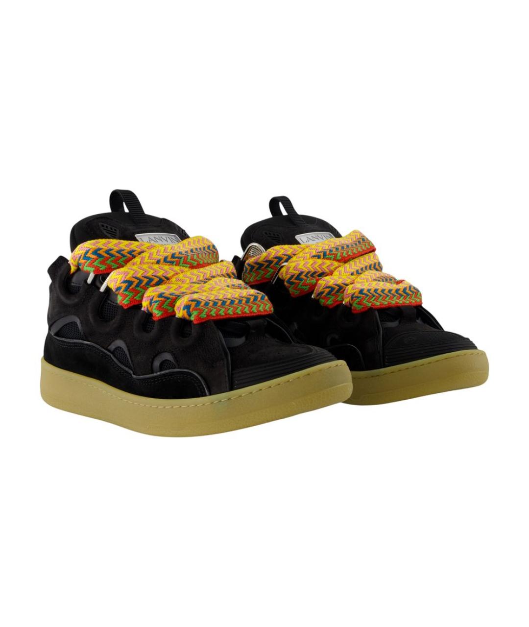 LANVIN Черные синтетические низкие кроссовки / кеды, фото 2