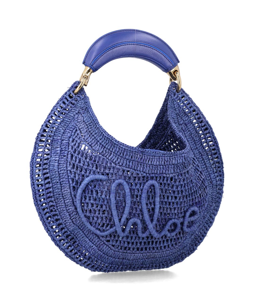 CHLOE Синяя пелетеная сумка с короткими ручками, фото 2