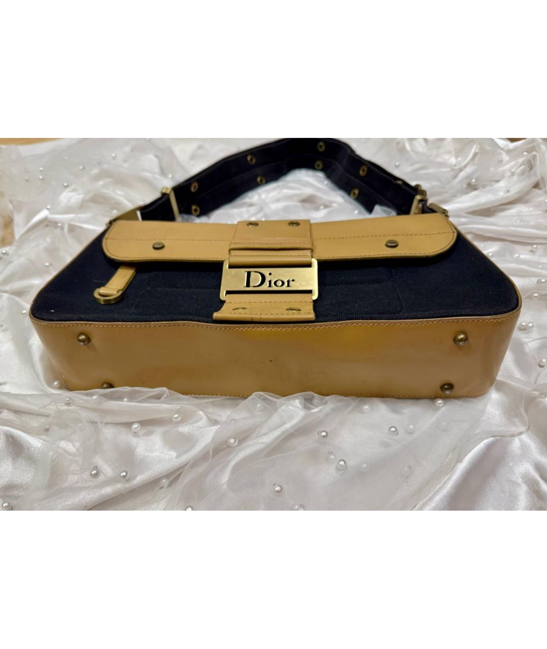 CHRISTIAN DIOR Бежевая тканевая сумка через плечо, фото 4