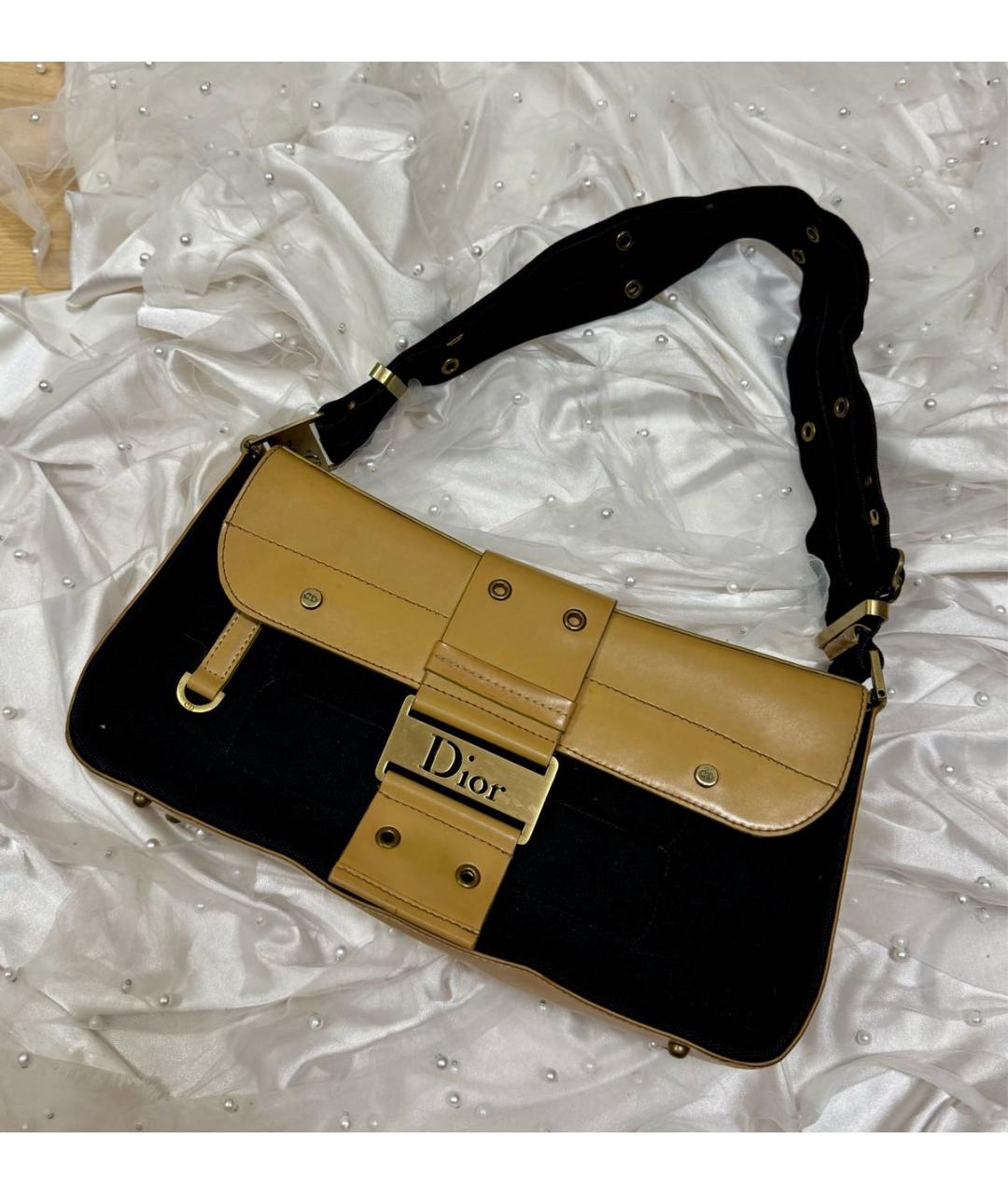 CHRISTIAN DIOR Бежевая тканевая сумка через плечо, фото 3