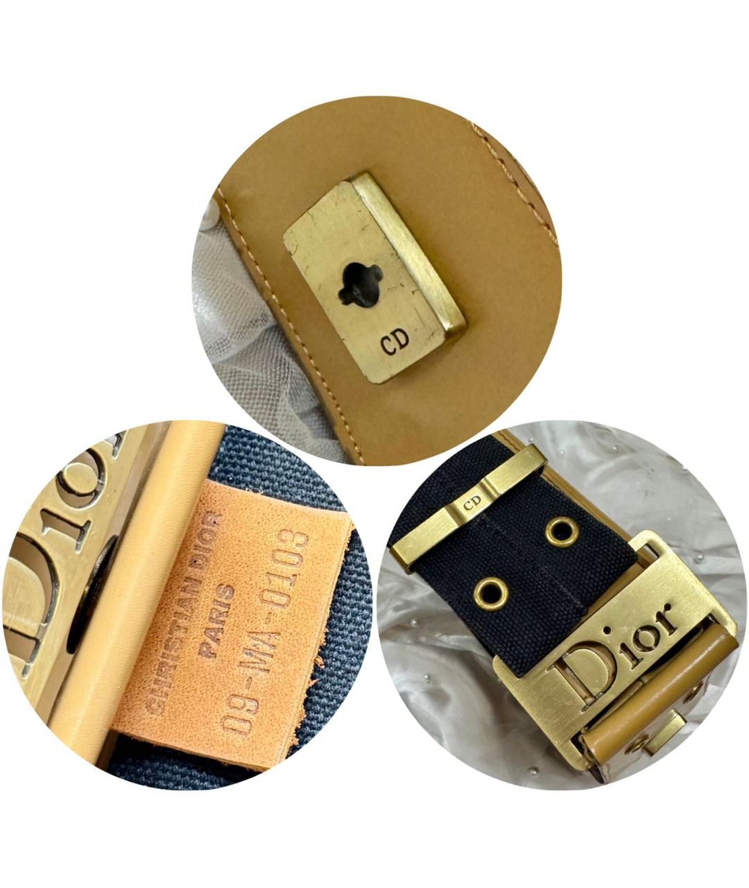 CHRISTIAN DIOR Бежевая тканевая сумка через плечо, фото 5