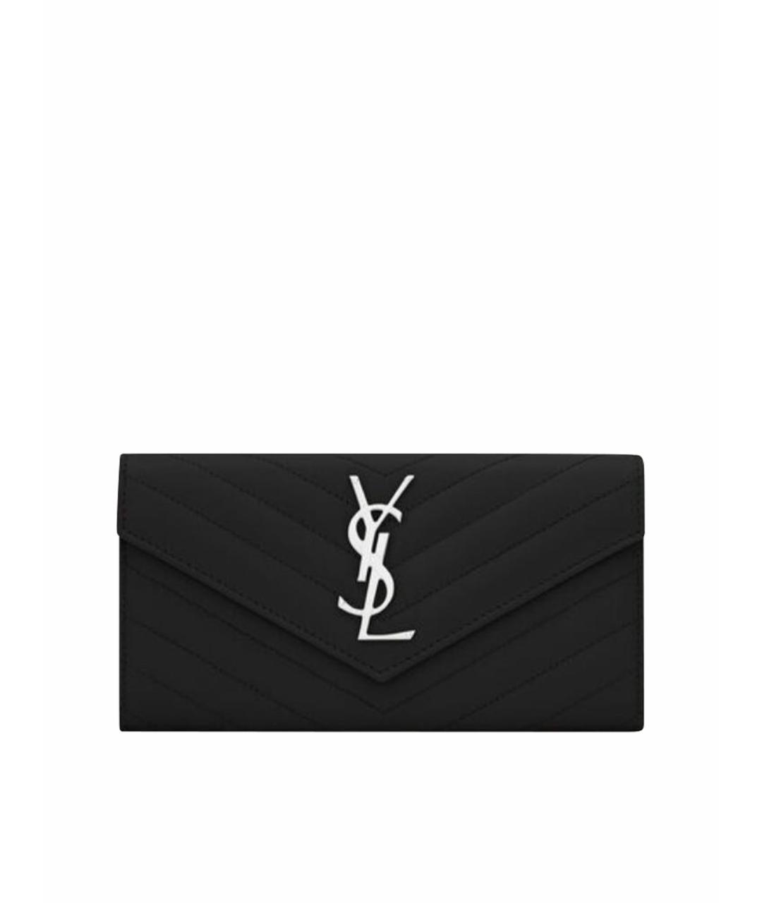 SAINT LAURENT Черный кожаный кошелек, фото 1