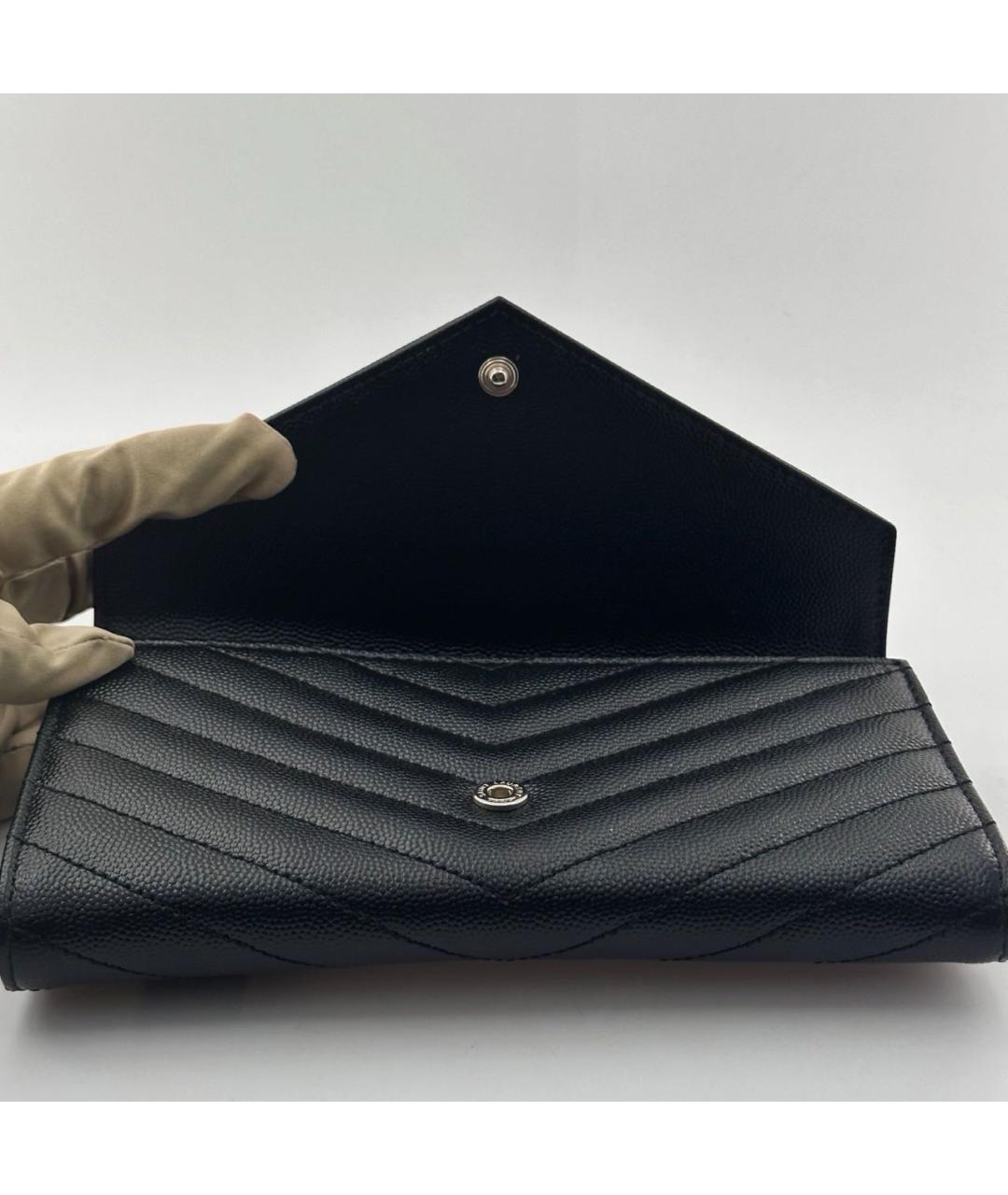 SAINT LAURENT Черный кожаный кошелек, фото 8