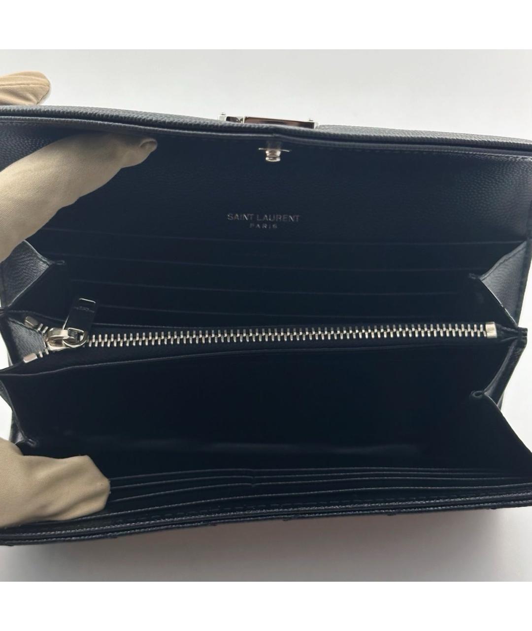 SAINT LAURENT Черный кожаный кошелек, фото 7