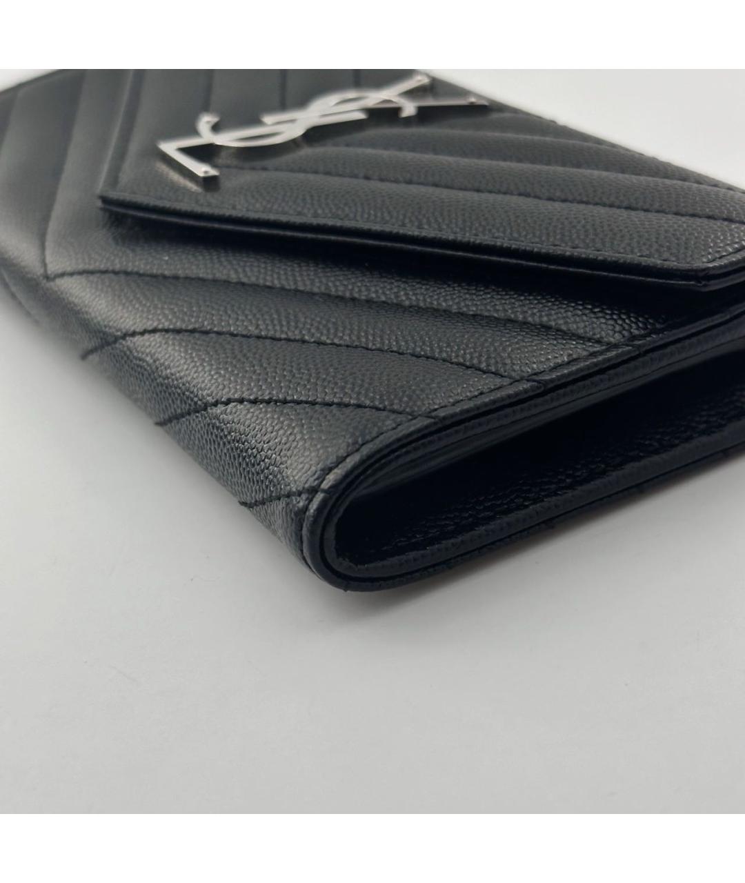 SAINT LAURENT Черный кожаный кошелек, фото 4