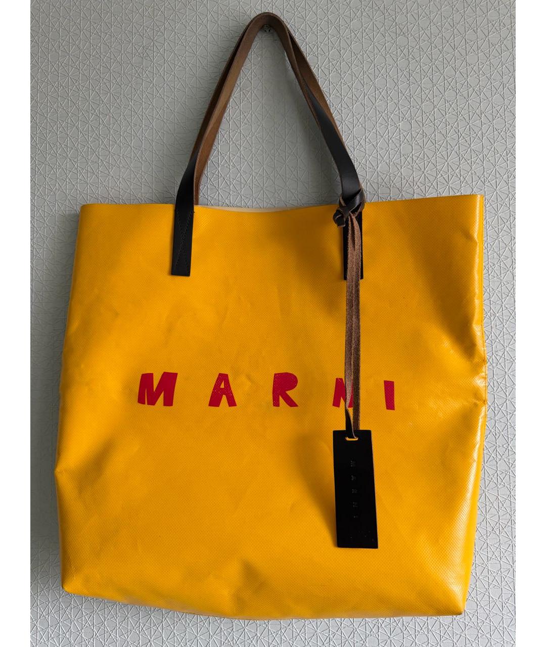MARNI Горчичная сумка тоут, фото 9