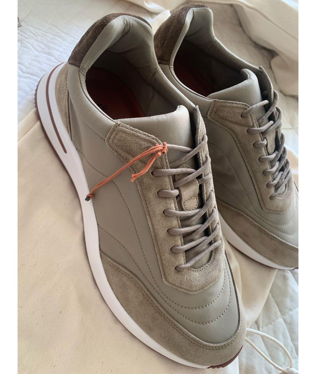 LORO PIANA Бежевые замшевые низкие кроссовки / кеды, фото 6