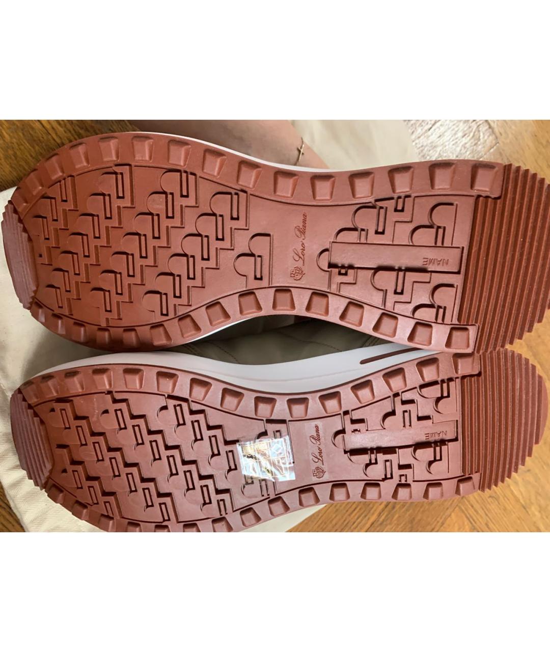 LORO PIANA Бежевые замшевые низкие кроссовки / кеды, фото 3