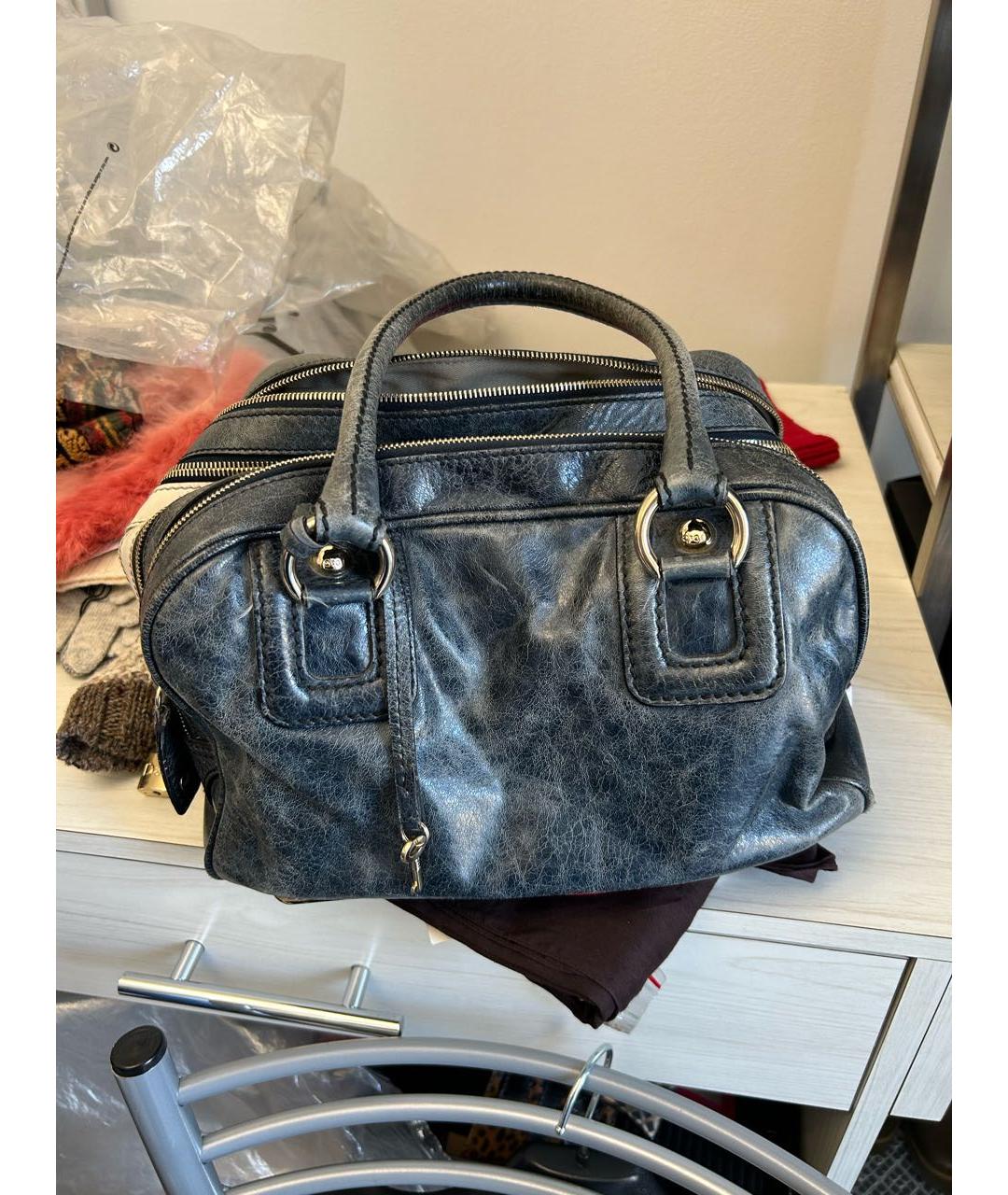 DOLCE&GABBANA Синяя кожаная сумка с короткими ручками, фото 9