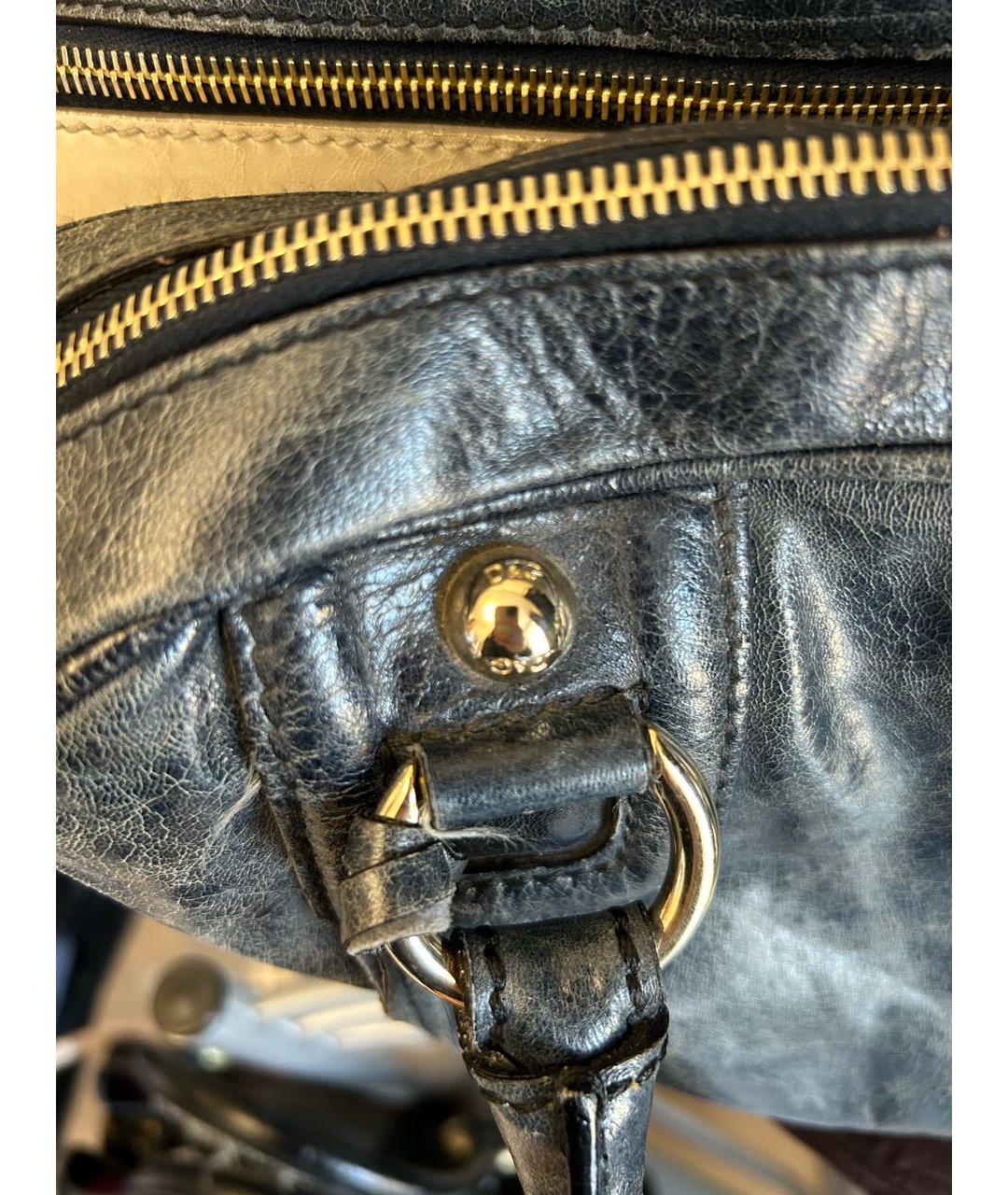 DOLCE&GABBANA Синяя кожаная сумка с короткими ручками, фото 4