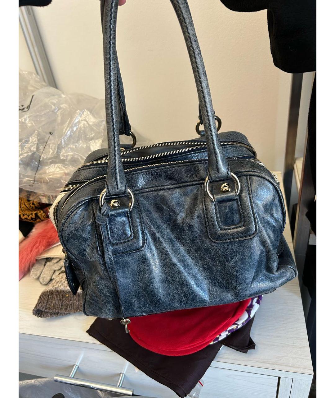 DOLCE&GABBANA Синяя кожаная сумка с короткими ручками, фото 2