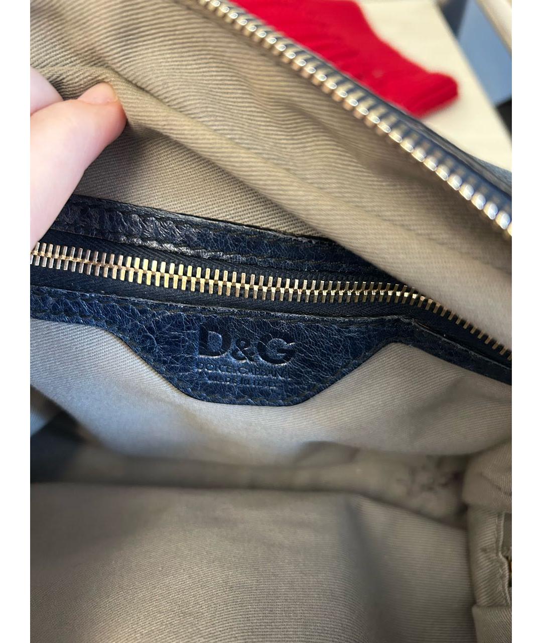 DOLCE&GABBANA Синяя кожаная сумка с короткими ручками, фото 7