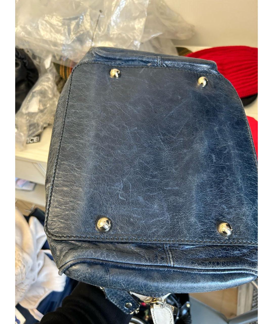 DOLCE&GABBANA Синяя кожаная сумка с короткими ручками, фото 5