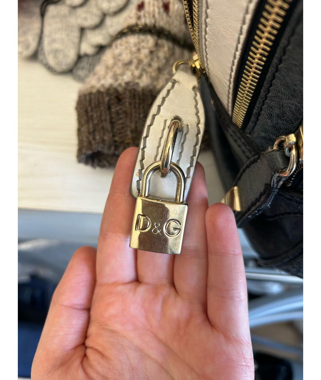 DOLCE&GABBANA Синяя кожаная сумка с короткими ручками, фото 6