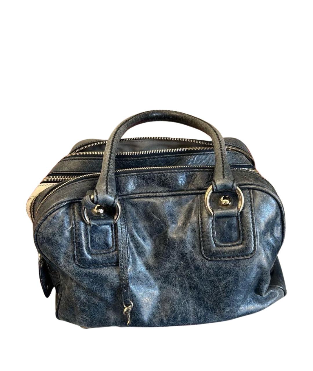 DOLCE&GABBANA Синяя кожаная сумка с короткими ручками, фото 1