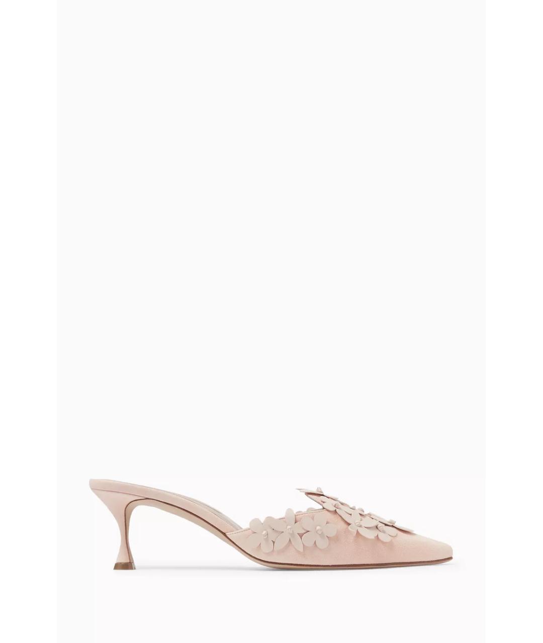 MANOLO BLAHNIK Розовые замшевые мюли, фото 9
